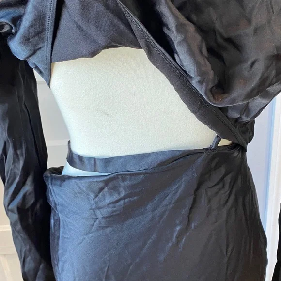 NWT Zara Black Satin Effect Cutout Waist Strap Maxi Dress, Size M - Picture 14 of 17